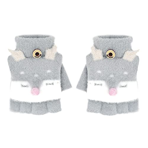 Image of Holiberty Cute Baby Kids Winter Fingerless Gloves Toddler Boys Girls Cartoon Christmas Elk Knit Mittens Warm Snow Gloves 2-8Y