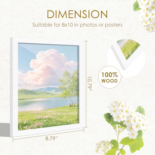 Image of 8x10 Picture Frame Set of 2, Solid Wood Frames, White Woodgrain