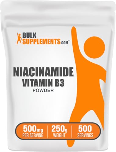 BulkSupplements.com Niacinamide Powder - Vitamin B3 Powder Niacinamide Supplement Niacinamide 500mg - B3 Vitamins for Skin Gluten Free 500mg per Serving 250g (8.8 oz) (Pack of 1)