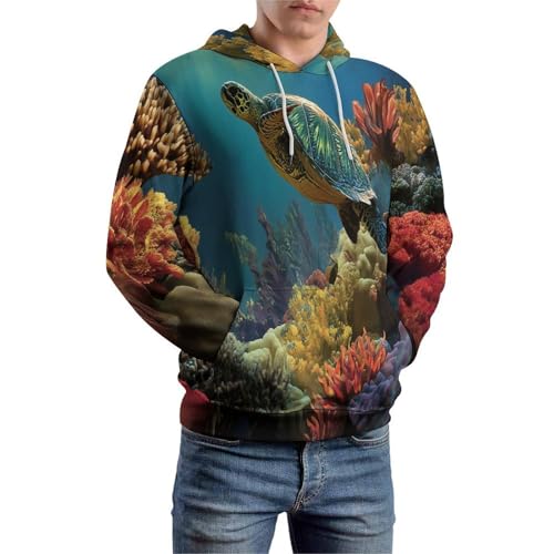 Sweat à capuche tortues 3D chaud et confortable avec poches