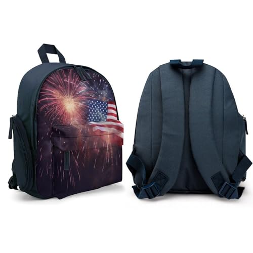 Firework American Flag 4Th of July Mini Backpack Light Weight Small Travel Backpack Shopping Travel Daypack4