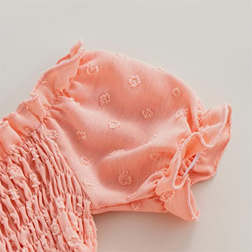 Baby Girl Smocked Romper Dress Vintage Dresses Bubble Onesie Cute Summer Clothes Outfit With Headband 3-6 Months Boho Pink #TOP5