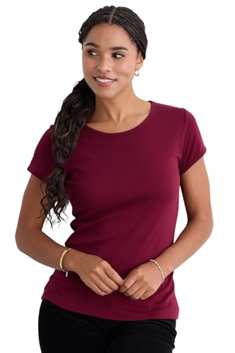 Women's Luxe 100% Organic Pima Cotton Short Sleeve Jewel Neck Tee