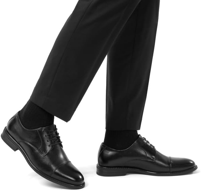 Mens Classic Dress Oxfords, Wingtip Prince Modern Formal Lace Up Shoes, Round Toe, TPR Outsole - Image 2