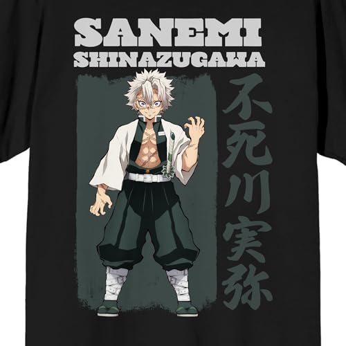 Demon Slayer Sanemi Shinazugawa Adult Black Crew Neck Short Sleeve T-Shirt2