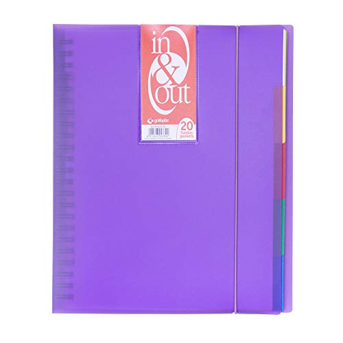 grafoplas 39422035 - Folder, 20 Pockets, in & Out System, A4, Purple, violett