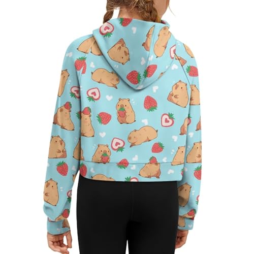 Girls Casual Long Sleeve Hoodie Half Zip Kangaroo Pocket Pullover Oversized Sweatshirt Kids Preppy Cropped Fall Top2