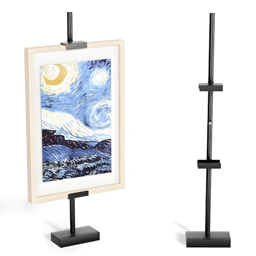 Mubozest Tabletop Picture Frame Stand, Adjustable for Frames Up to 29" H, Frame Holder Stand Table Easels for Display, Metal Standing Easel Display Stand for Picture Frames, Artwork, Canvas