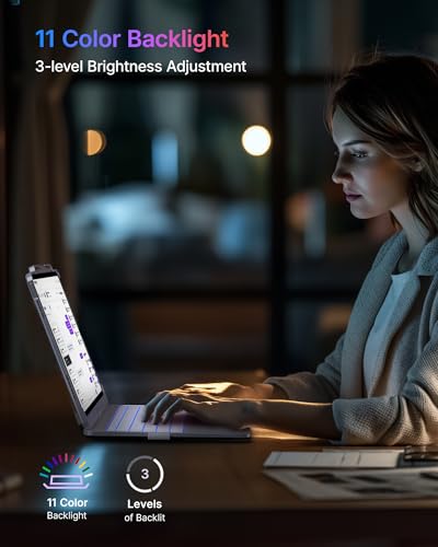 Image of typecase Keyboard Case for iPad Air 13-inch(M4 /M3 /M2, 2026 /2025 /2024), 360 Rotatable, Multi-Touch Trackpad, 11-Color Backlit Wireless Protective Case with Pencil Holder, Auto Sleep /Wake, Silver