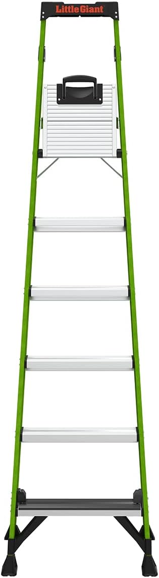 Little Giant Ladders, MightyLite 2.0, 8' Stepladder with Ground Cue, Fiberglass, Type IAA, 375 lbs Weight Rating, (15408-001), Green