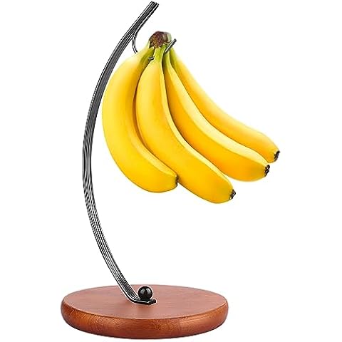 HOMKULA Modern Banana Holder Stand with Wood Base Cover