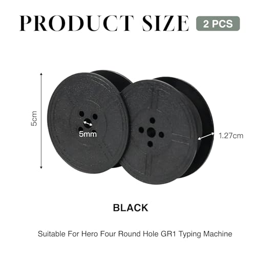 2 Stück Schwarz Schreibmaschinenband, Doppelpack Schreibmaschinenband Nylon -Typenband für Schreibmaschinen, kompatibel mit DIN 2103 und 32755 GR1, langlebiges Farbband für klare Druckergebnisse