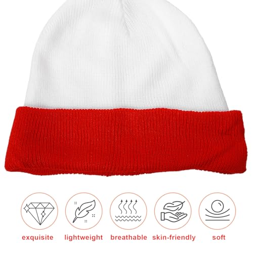Image of Yaomiao Christmas Hat Red White Beanie Pom Pom Cuff Knit Beanies Xmas Winter Hat for Men Women Adult