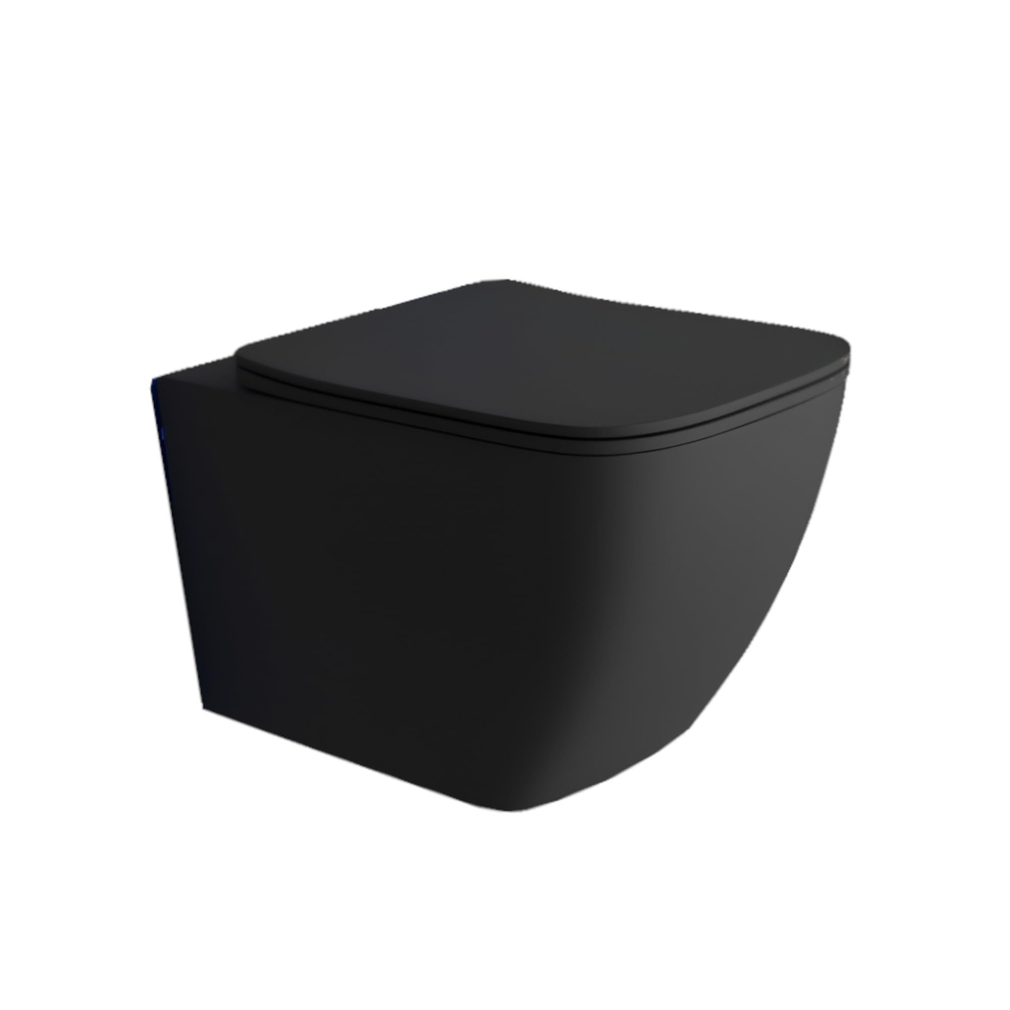 lavita WC Mural Suspendu avec abattant WC avec système d'abaissement Automatique et charnières métalliques, Cuvette Suspendue sans Bord, Noir Lago 340 x 485 x 370 mm, Noir