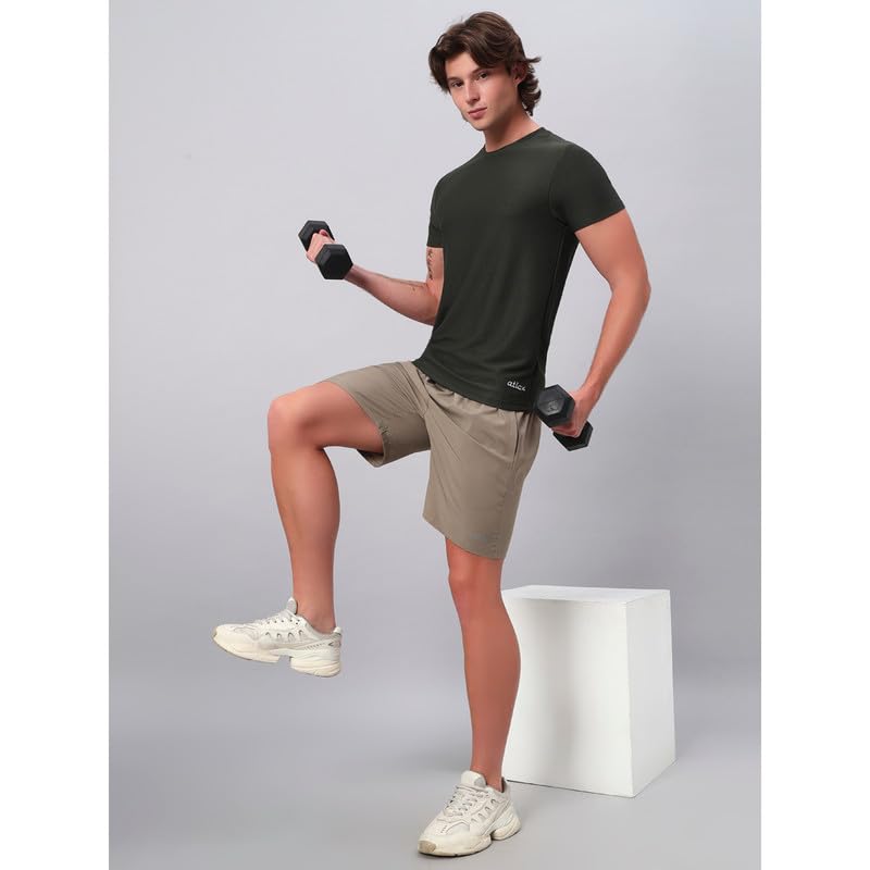 Image of ATICX Polyester Shorts for Men - Quick Dry Lightweight with Zipper Pockets - Gym, Running, Jogging, Training Half Pants for Basketball, Swimming, Badminton, Cycling, Football, Outdoor & Home Wear