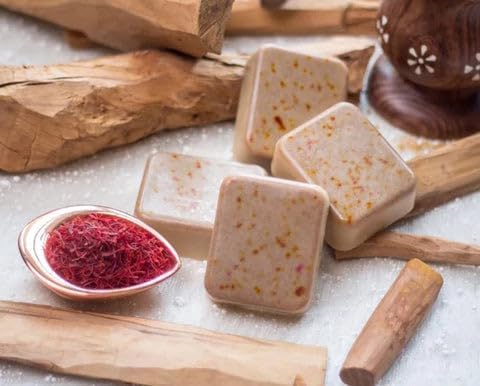 Image of REDUCK ghar ka magic soap Sandalwood & Saffron Magic Soaps For Bath (100 Gms Pack Of 1) | Paraben Free | Chandan & Kesar Bath Soap | Handmade Soaps For Glowing | Skin Brightening Soap For Men & Women