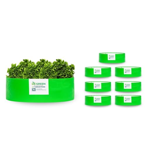 Image of HDPE Grow Bags for Plants 18X6 Inch (Pack of 8) | 260 GSM Heavy Duty UV-Protected Round Green Colour Plant Bags for Terrace and Vegetable Gardening | Strong & Reusable|