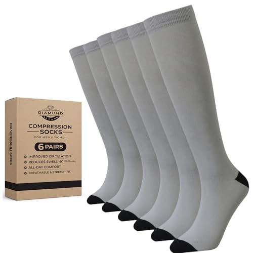 Image of Diamond Star 6 Pairs Compression Socks for Men & Women, Knee High Socks