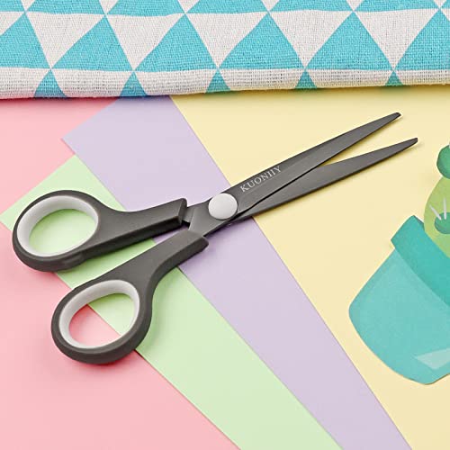 Image of KUONIIY Scissors Ultra Sharp Blades with Titanium Coating Soft Comfortable Handles Multifunctional Scissors, 15 cm