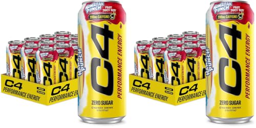 Image of C4 Energy Drink, Hawaiian Punch Fruit Juicy Red, Carbonated Sugar Free Pre Workout Performance Drink with no Artificial Colors or Dyes, 16oz (Pack of 24)