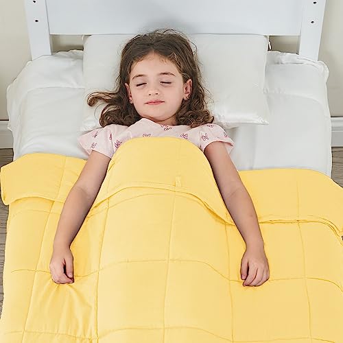 Image of yescool Weighted Blanket (5 lbs, 36 inch x 48 inch, Yellow) Cooling Heavy Blanket, Perfect for 40-60 lbs, Breathable Throw Blanket Gifts with Premium Glass Bead, Machine Washable