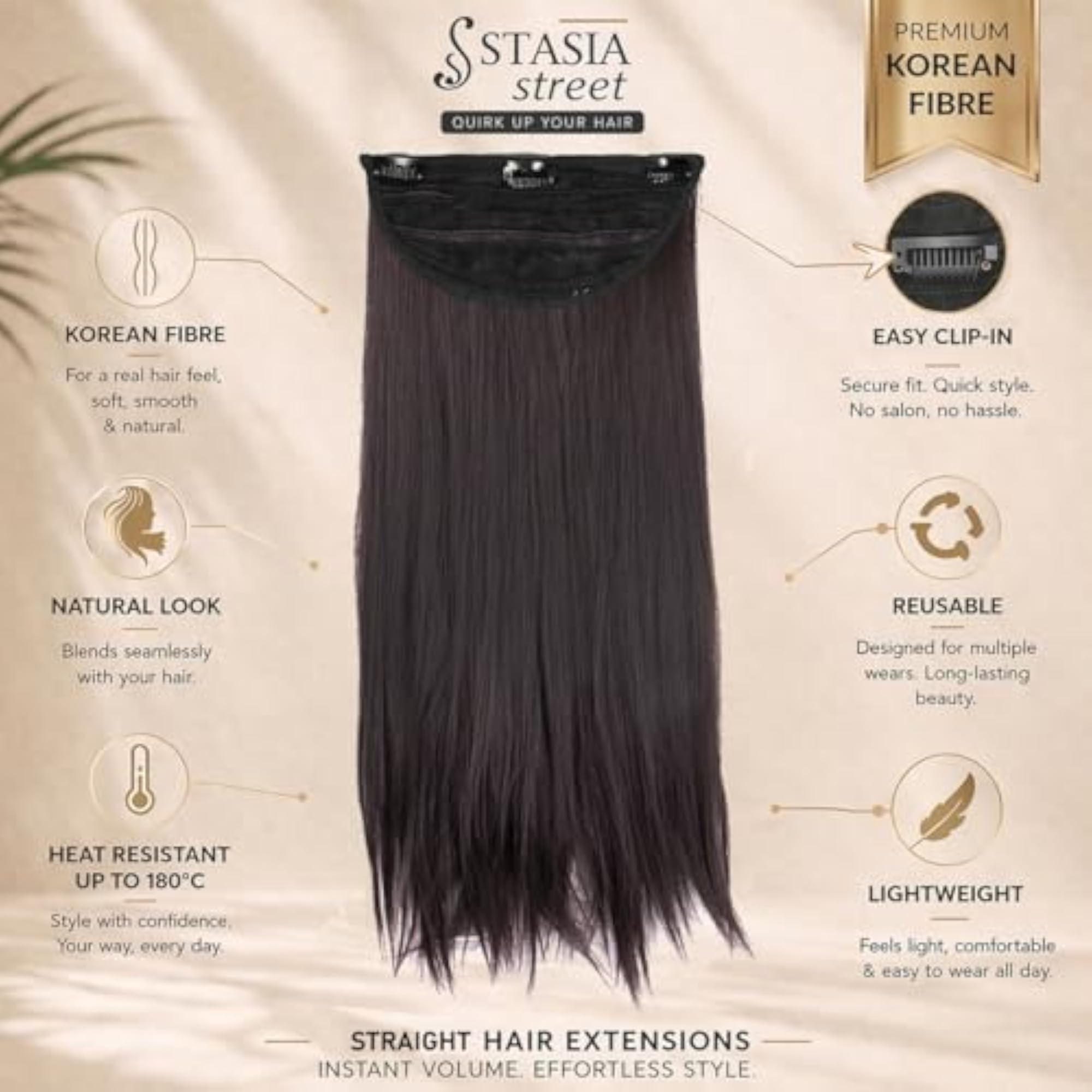 18-Inch Straight Clip-In Synthetic Hair Extensions
