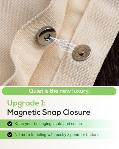 Double-Sided Canvas Tote Bag for Women with Magnetic Snap, Wide Strap & Inner Pocket for Work, Shopping, Travel3