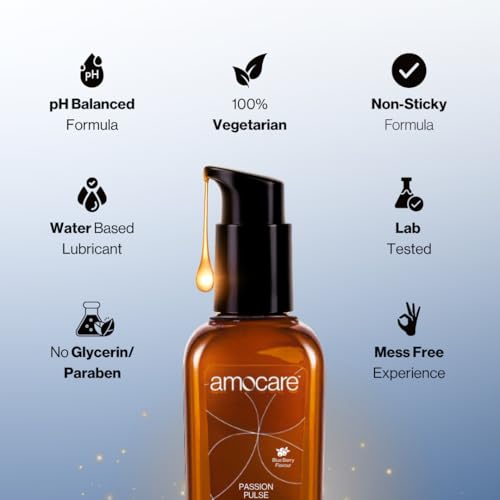 Image of Amocare Long Lasting Lubricant Gel for Men & Women | Dermatologically Tested and pH balanced | Water-based, non-sticky, and no Nasties formula | Toy & Condom Compatible | 50 ml (Blueberry)