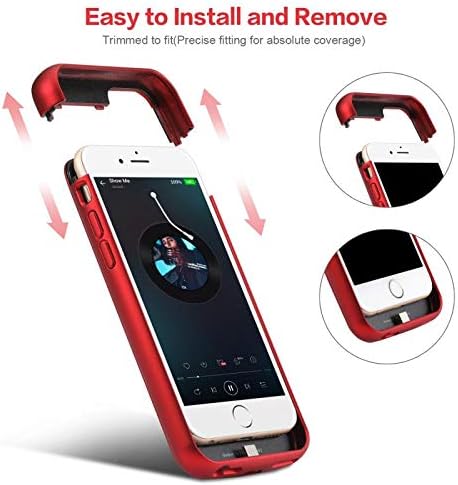 Battery Case for iPhone 8 Plus/7 Plus, TAYUZH 4200 mAh Slim Portable Rechargeable Charging Case Compatible for iPhone 8 Plus/7 Plus/6 Plus(5.5 Inch) Protective Extended Magnetic Battery Case - Red