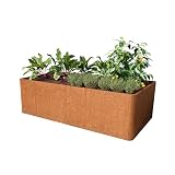 GFP PRIMEYARD Huerto Urbano Mario, Acero corten, 200x107x60 cm, Set con Base Perforada, Aspecto óxido