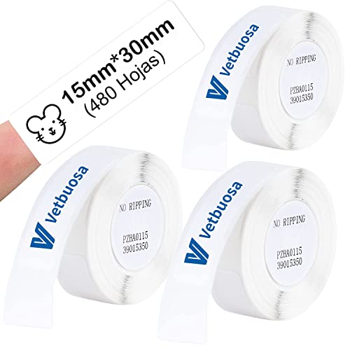 D11 Etiquetas, Vetbuosa Cinta Adhesiva Térmica , Etiqueta De Máquina Etiquetadora Blanca, Etiqueta Adhesiva Antirrayas Adecuada Para Cajas, Botella (Blanco 0.59 "* 1.18" 480 Hojas) Cover