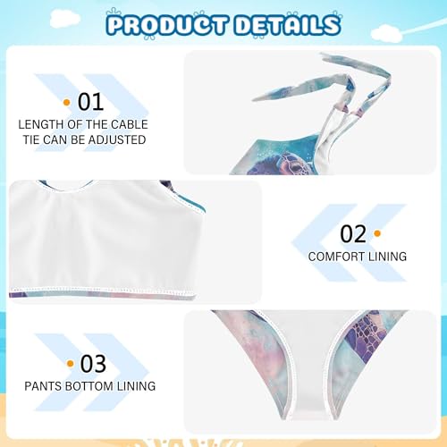 Pastel Color Sea Turtle in Ocean Girls Bikini Sets 2 Piece Swimsuits Bathing Suit Swimwear4