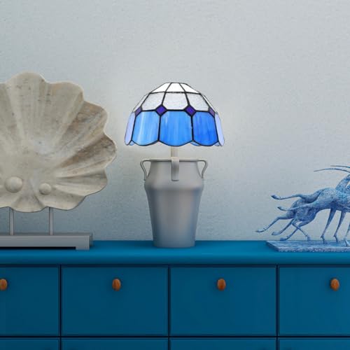 Pantalla De Lámpara De Cristal azul y blanca E27 para techo 3