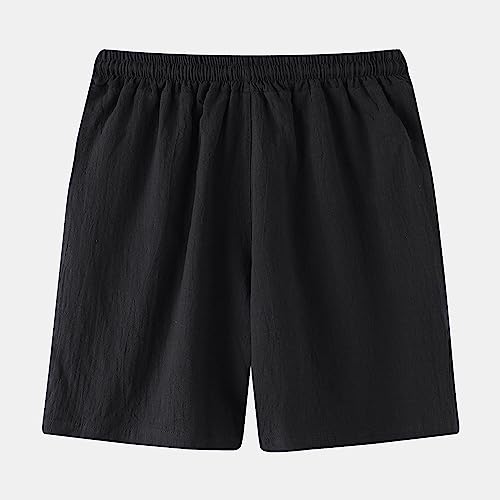 Men's Linen Casual Classic Shorts Elastic Waist Summer Beach Short Pants Drawstring with Pockets Lightweight Short2