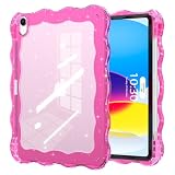 SPIUST for iPad (A16) 11th Generation 11 Inch 2025,10th Generation 10.9 Inch 2022 Case,Wave Edge Durable TPU+Back Hard PC Shockproof with Transparent Back,Pink Bling