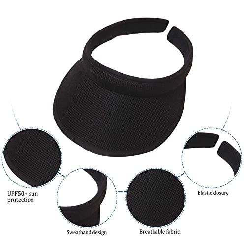 2Pcs Women's Summer Sun Visor Hat Uv Protection Lightweight Travel Caps,Outdoor Golf Tennis Cap Beach Visor Sports Cap, Black & Khaki #TOP5