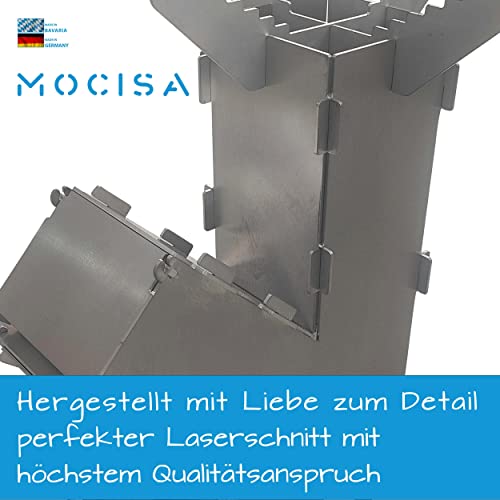 mocisa Raketenofen | Notofen | Campingkocher | zerlegbar | BBQ | Dutch oven | Feuertopf | Grillplatte | Holzofen