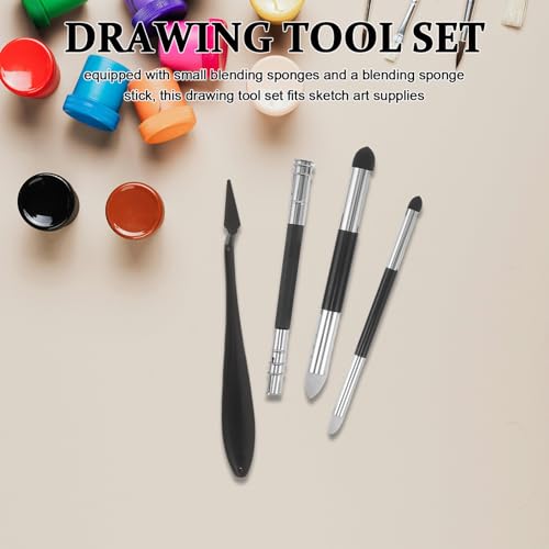 Juego de herramientas para dibujo de bocetos kit de arte con esponjas para difuminar 7