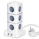 【12 salidas y 4 puertos USB】 Los Enchufes Múltiples con 12 salidas + 4 puertos USB + Cable de extensión 3M. Puede cargar teléfonos móviles, iPad, MP3, cámara digital, tableta a alta velocidad. El cable de extensión del protector contra sobretensiones puede ayudarlo a moverse fácilmente por el otro extremo del sofá. Es muy conveniente y útil para la gente.