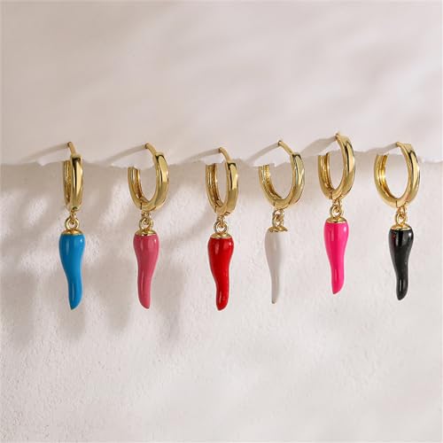 Red Chili Pepper Small Hoop Dangle Drop Earrings for Women Cute Funny Red Enamel Huggie Hoops Lightweight Dangling Hypoallergenic Fashion Y2K Jewelry Gift3