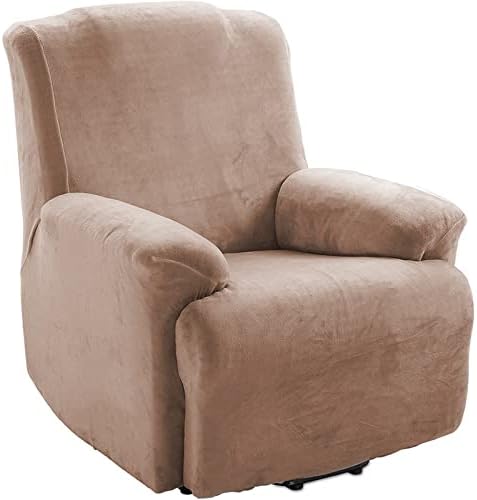 Konsilsa Velvet Recliner Chair Covers, Stretch Recliner Sofa Covers for Reclining Chair Plush Armchair Recliner Slipcover Couch Cover Furniture Protector for Kids Dogs (Color : Grey Green)
