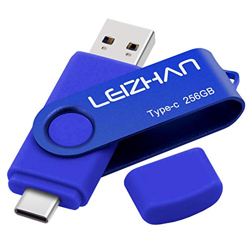  leizhan Chiavetta USB C 3.0 da 256 GB, tipo C per HTC 10, Huawei P20, Samsung Galaxy S10, S9, Note 9, S8, S8 Plus, blu