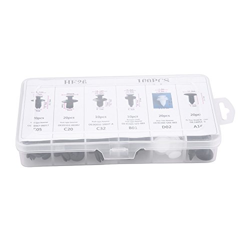 100pcs 6 Sizes HE26 Assorted Car Body Push Pin Trim Clip Panel Push Retainer Clips Push Pin Trim