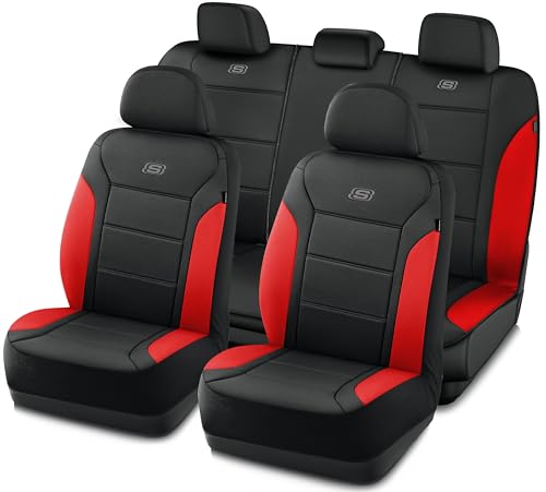 Housses de siège de voiture Skechers Memory Foam en lycra rouge pour auto et SUV