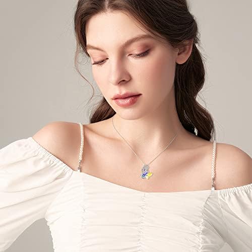 AOBOCO Sterling Silver Infinity Butterfly Pendant Necklace Embellished with Crystals from Austria, Anniversary or Birthday Gift for Butterfly Lovers, Fine Jewelry for Women Aurora image 2 of 5 B09PL4WX5K