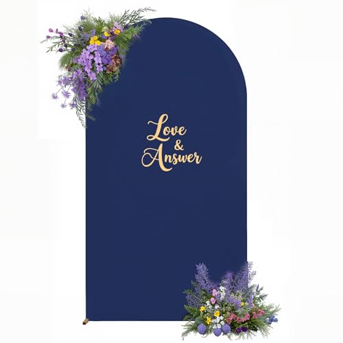 Navy Blue Arch Backdrop Cover 6.6FT Birthday Party Arch Covers Stretchy Balloon Wedding Navy Arch Cover Spandex Banquet Graduation Bridal Baby Shower Backdrop Photo Backgrounds Decoration