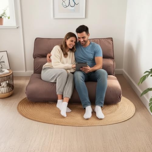 Confort Linens - Futon Casal Sofá Cama Dobrável 128x188cm Cor Rose, Espuma Hiper Soft, Capa Removível e Lavável em Suede, Multiuso.