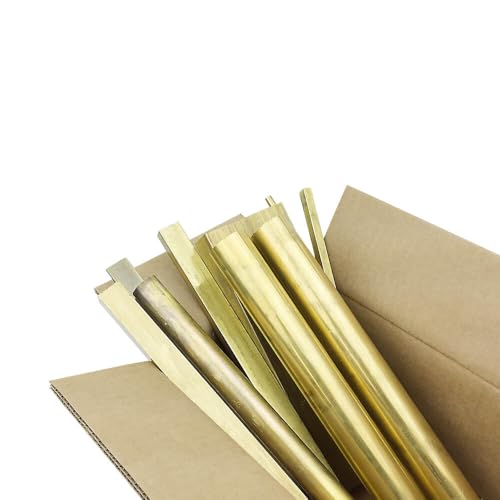Protobox 5 lb Assorted Brass Tubes, Rods, and Sheets for DIY, Jewelry Making, and Vintage Craft Projects Random Brass Pieces for Scrap Metal and Decorative Art