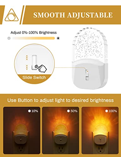 Plug In Night Light [2 Pack], Night Lights Plug Into Wall, Amber Night Light, Warm Night Light, 1800K, Dusk To Dawn Sensor, Adjustable Brightness Led Night Light For Bathroom, Hallway, Stairway #TOP3