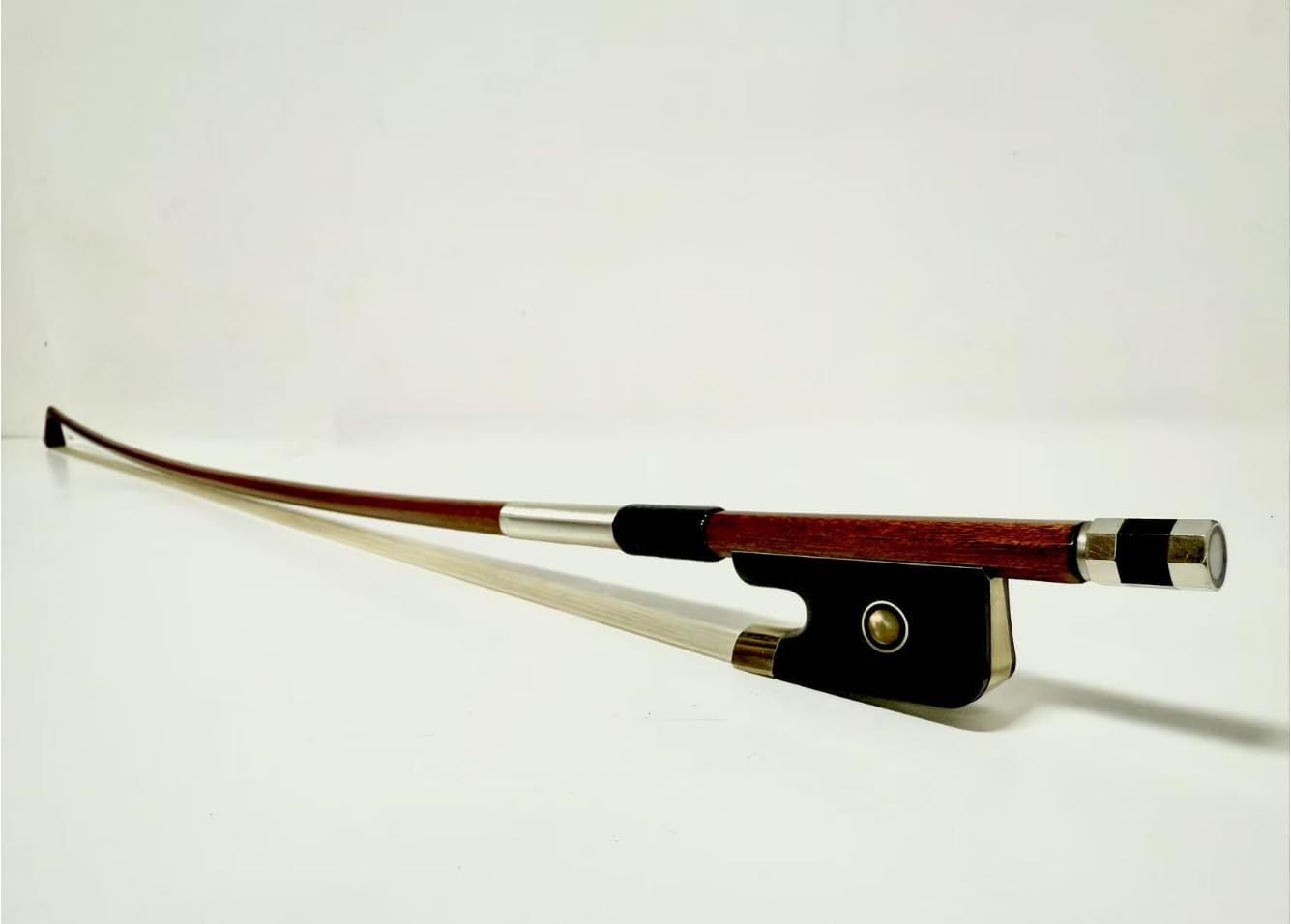 PAITITI 4/4 Cello Full Size Bow Pernambuco Skin Carbon Fiber Round Silver Wrap Brass Parts with Double Eye Fully-Line Abalone